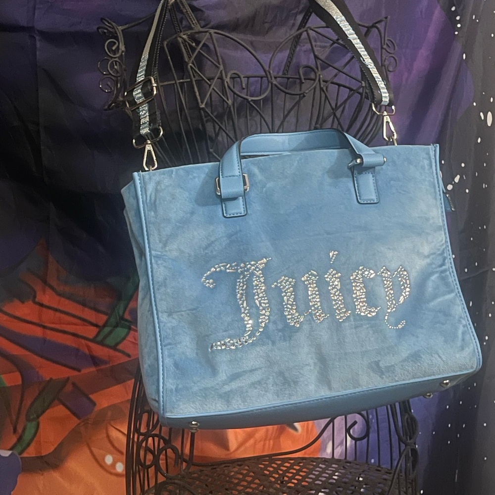 Juicy Couture Light Blue Tote with Silver Accents. Soft, lightweight.